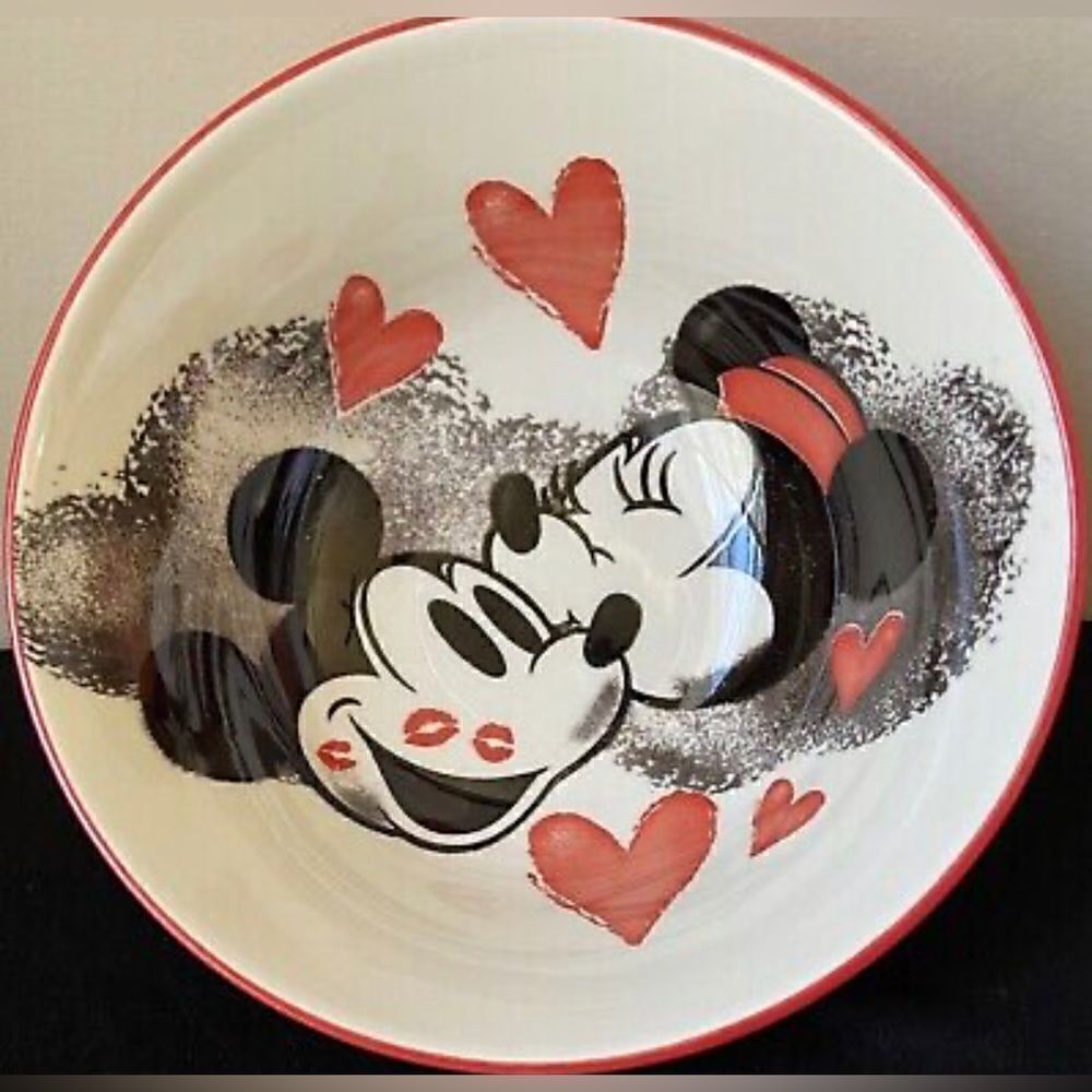 ❤️4 New Disney Mickey Minnie Mouse Valentines Hearts Love Kisses Tidbit Bowls 6" - Picture 6 of 7